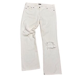 J. Crew straight leg distressed denim jeans white size 8 short
